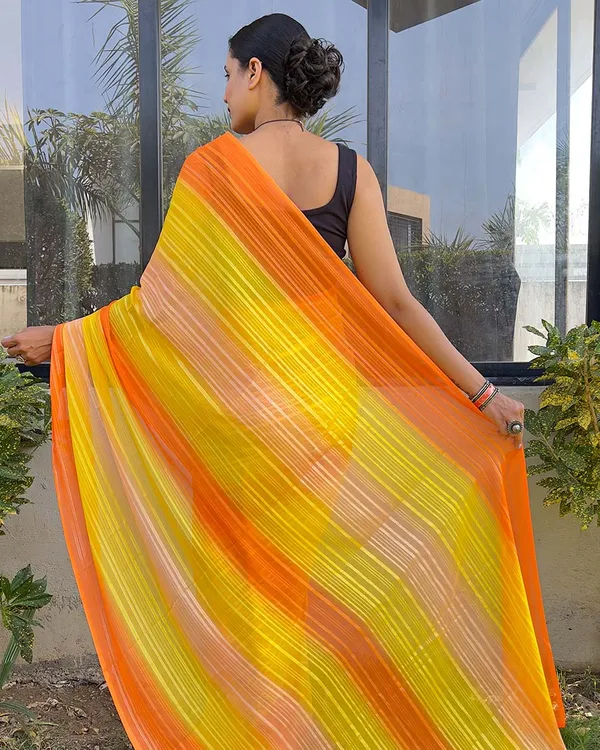Yellow_color_1-Minute_Ready_To_Wear_Naylon_Saree_With_Blouse_Piece