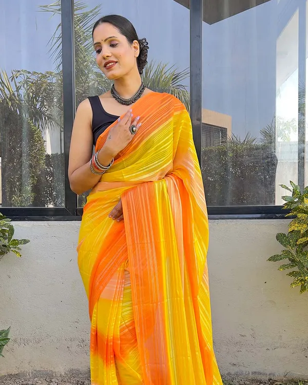 Yellow_color_1-Minute_Ready_To_Wear_Naylon_Saree_With_Blouse_Piece