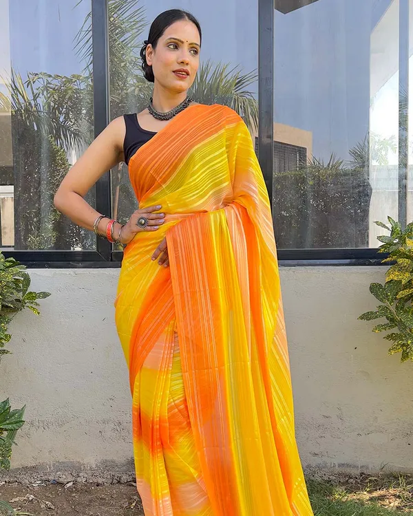 Yellow_color_1-Minute_Ready_To_Wear_Naylon_Saree_With_Blouse_Piece