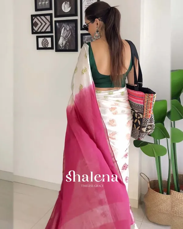 Garden_Glow_-_White_1-Minute_Ready_to_Wear_Saree_with_Green_Blouse_and_All-Over_Flowers