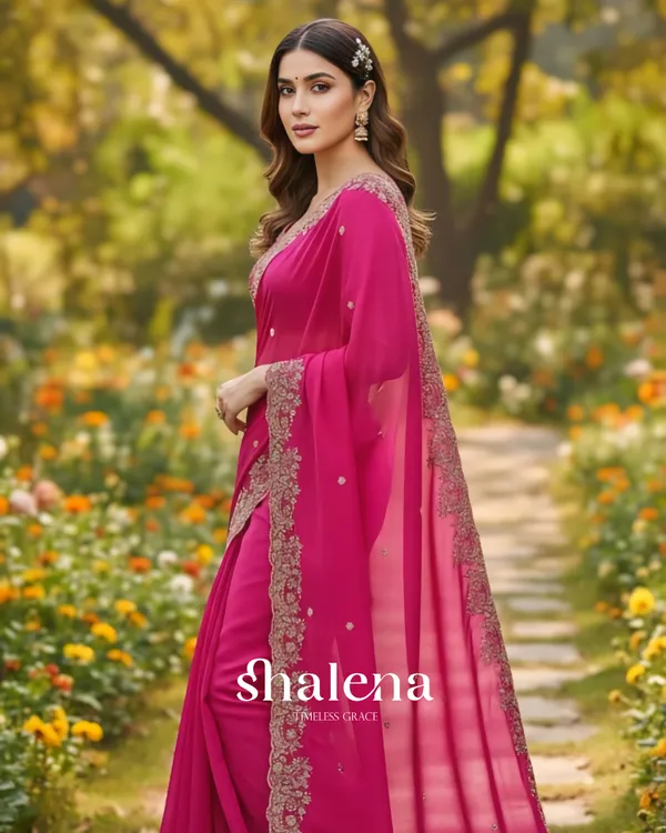 Arresting_Dark_Pink_Embroidery_Work_Fancy_Silk_Saree_With_Ratatouille_Full_Stitched_Blouse