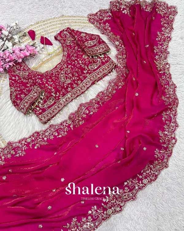 Arresting_Dark_Pink_Embroidery_Work_Fancy_Silk_Saree_With_Ratatouille_Full_Stitched_Blouse