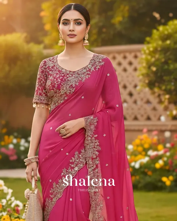 Arresting_Dark_Pink_Embroidery_Work_Fancy_Silk_Saree_With_Ratatouille_Full_Stitched_Blouse