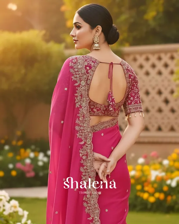 Arresting_Dark_Pink_Embroidery_Work_Fancy_Silk_Saree_With_Ratatouille_Full_Stitched_Blouse