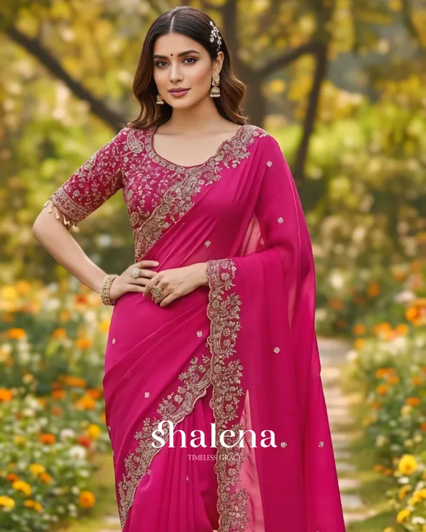 Arresting_Dark_Pink_Embroidery_Work_Fancy_Silk_Saree_With_Ratatouille_Full_Stitched_Blouse
