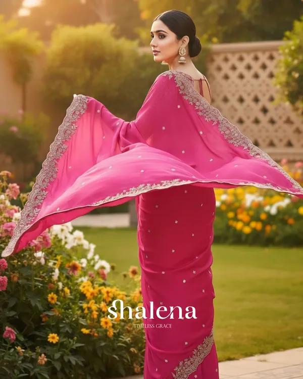 Arresting_Dark_Pink_Embroidery_Work_Fancy_Silk_Saree_With_Ratatouille_Full_Stitched_Blouse