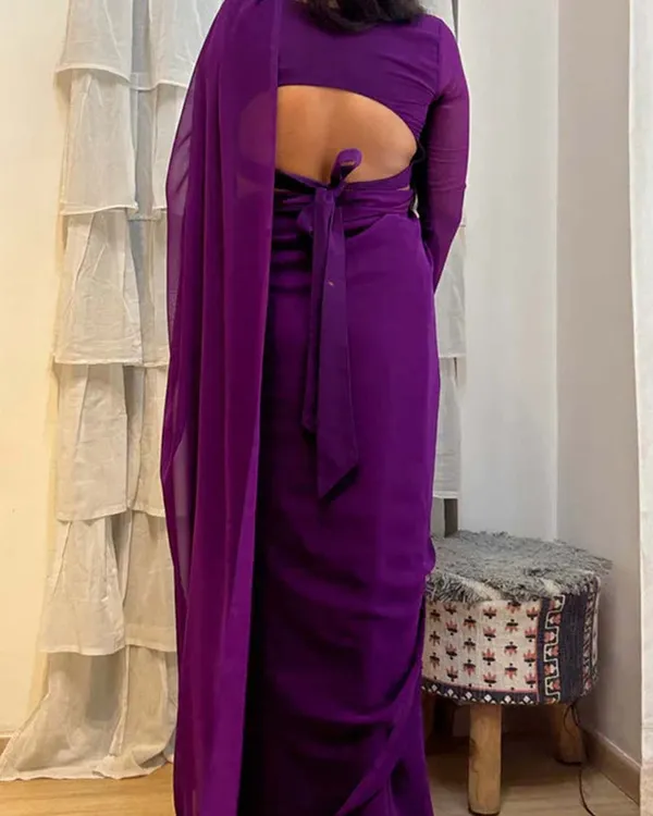 Purple_Color_1-Minute_Ready_To_Wear_Georgette_Saree_With_Blouse_Piece