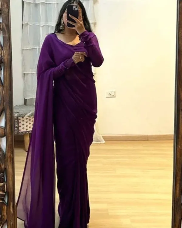 Purple_Color_1-Minute_Ready_To_Wear_Georgette_Saree_With_Blouse_Piece