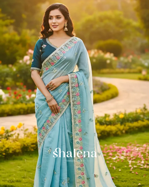 Prodigal_Sky_Embroidery_Work_Cursh_Silk_Saree_With_Pulsating_Full_Stitched_Blouse