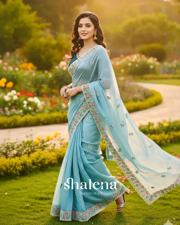 Prodigal_Sky_Embroidery_Work_Cursh_Silk_Saree_With_Pulsating_Full_Stitched_Blouse