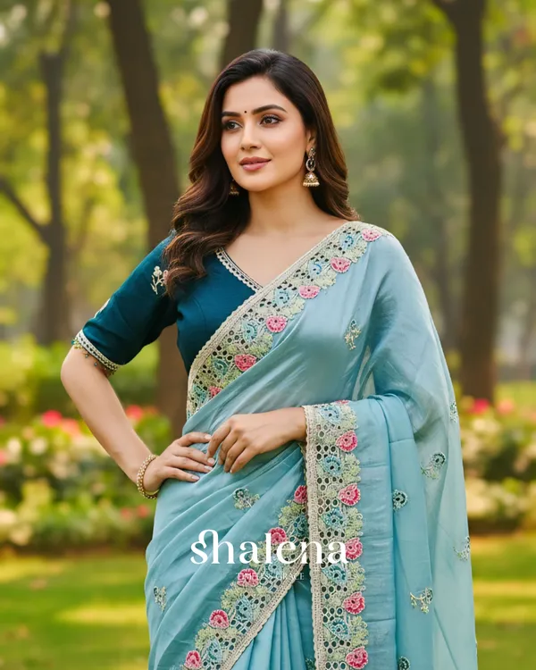 Prodigal_Sky_Embroidery_Work_Cursh_Silk_Saree_With_Pulsating_Full_Stitched_Blouse