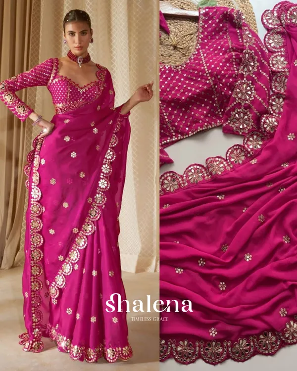 Ailurophile_Dark_Pink_Embroidery_Work_Soft_Georgette_Silk_Saree_With_Allure_Full_Stitched_Blouse