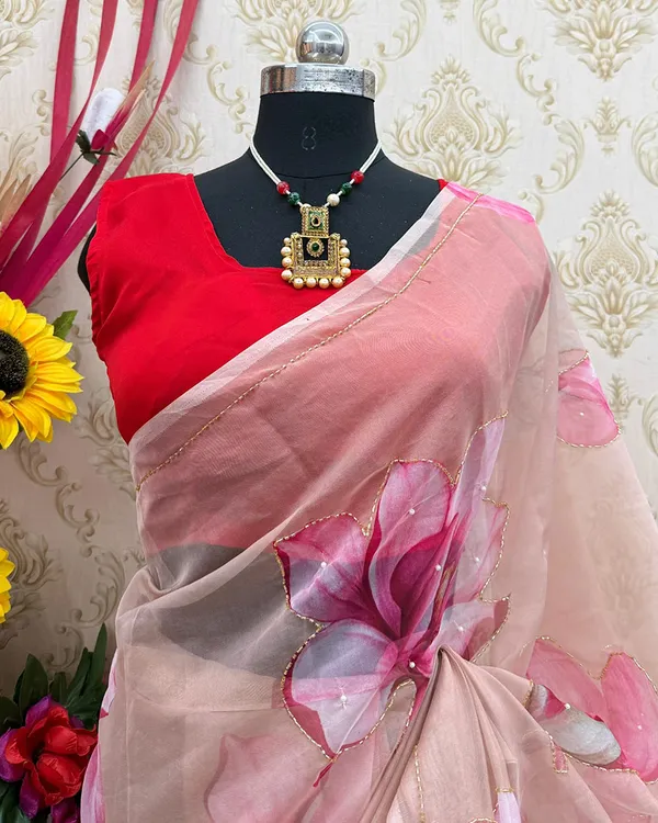 White_Color_Georgette_1_-_Minute_Ready_to_Wear_Saree_with_Blouse_Piece