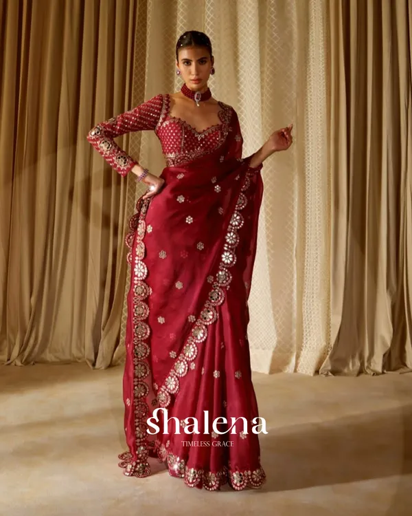 Groovy_Maroon_Embroidery_Work_Soft_Georgette_Silk_Saree_With_Mesmeric_Full_Stitched_Blouse