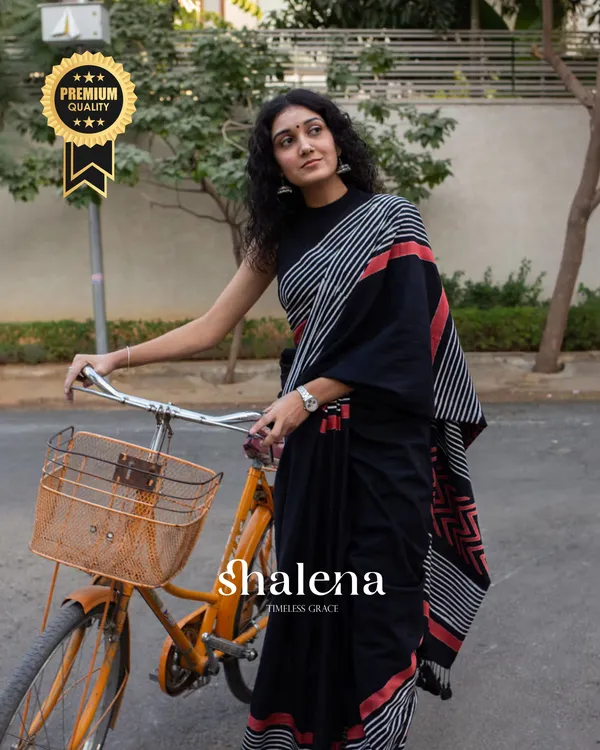Black_Color_1_-_Minute_Ready_to_Wear_Mulmul_Cotton_Saree_with_Blouse_Piece