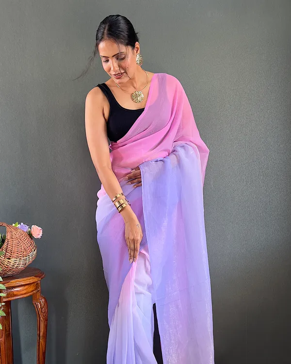 Light_Purple_Color_1-Minute_Ready_To_Wear_Georgette_Saree_With_Blouse_Piece