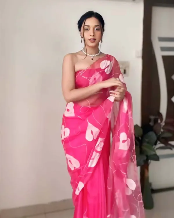 Pink_Color_1-Minute_Ready_To_Wear_Organza_Saree_With_Blouse_Piece