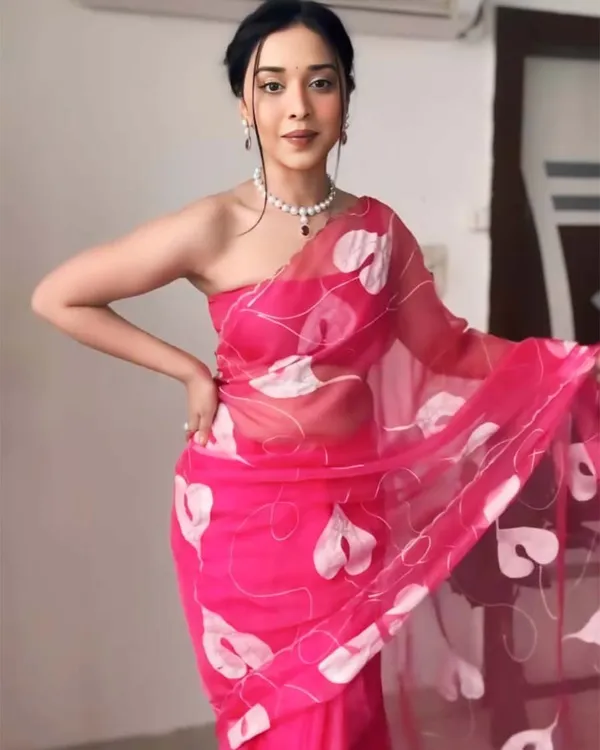 Pink_Color_1-Minute_Ready_To_Wear_Organza_Saree_With_Blouse_Piece