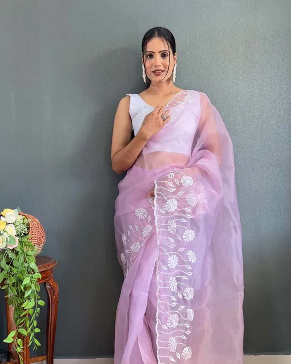 Lite_purple_Color_1_-_Minute_Ready_to_Wear_Soft_Organza_Saree_with_Unstitch_Blouse_Piece