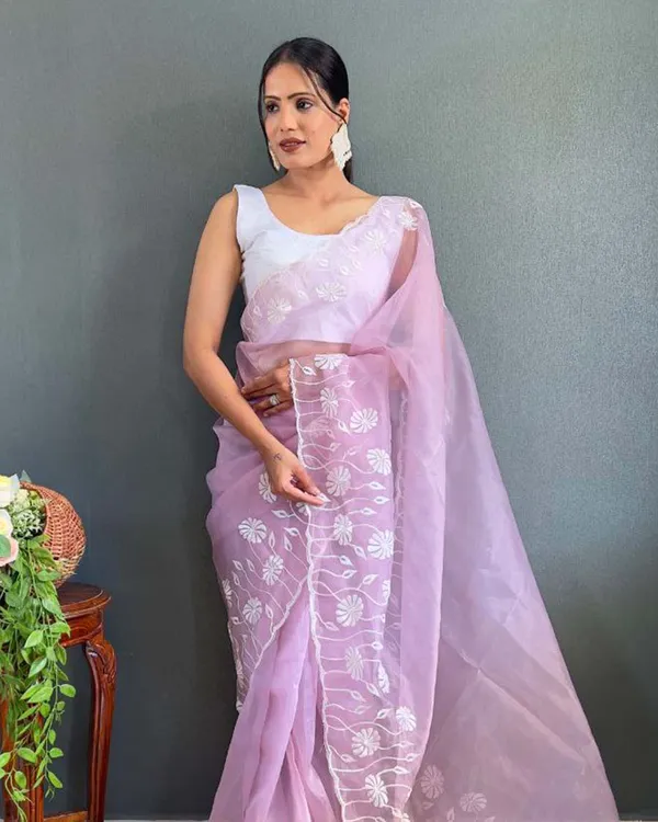 Lite_purple_Color_1_-_Minute_Ready_to_Wear_Soft_Organza_Saree_with_Unstitch_Blouse_Piece