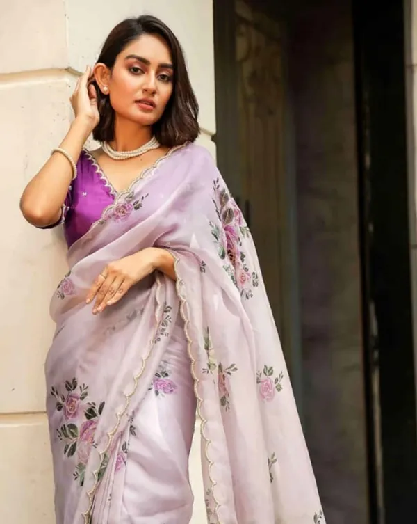 Light_Purple_Color_1-Minute_Ready_To_Wear_Organza_Silk_Saree_with_Moti_Embroidery_Work_&_Stitched_Blouse
