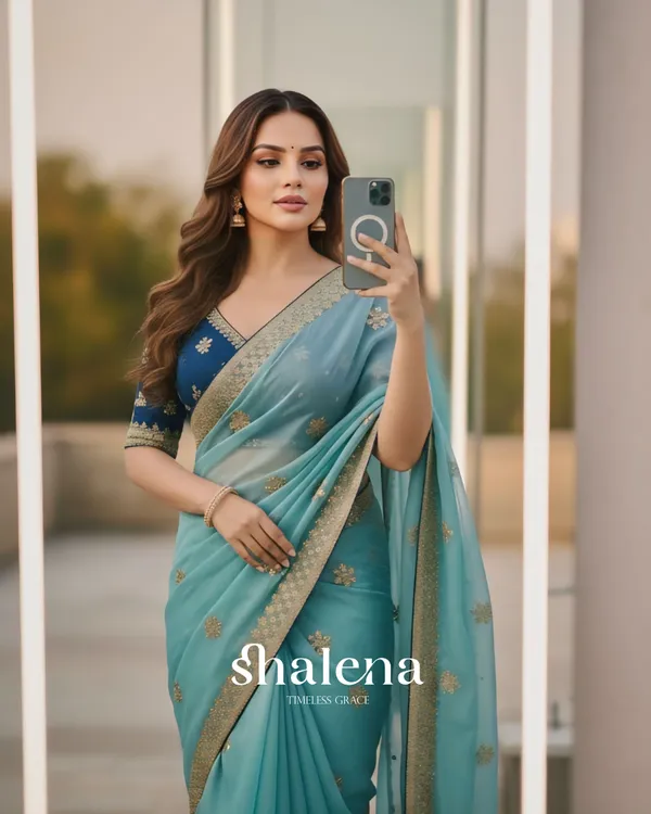 Nectarous_Sky_Embroidery_Work_Jimmy_Choo_Silk_Saree_With_Incomparable_Full_Stitched_Blouse