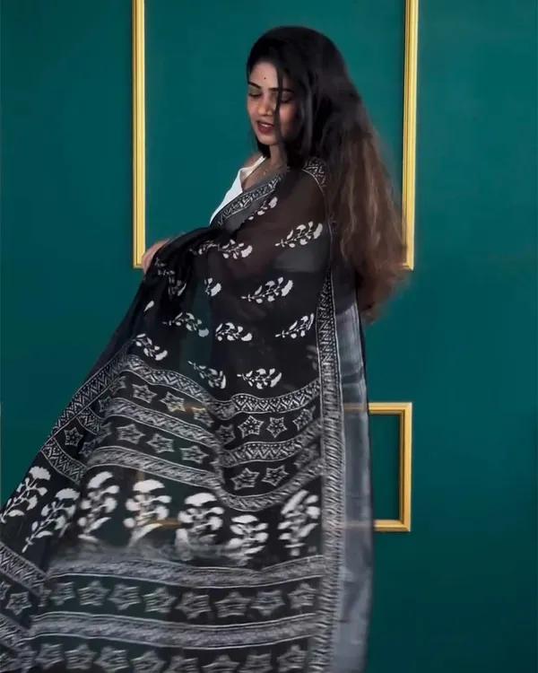 Black_Color_1-Minute_Ready_To_Wear_Cotton_Saree_With_Blouse_Piece