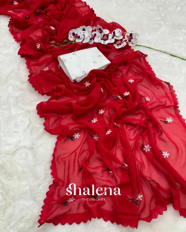 Red_Georgette_Saree_with_Embroidery_and_Sequence_Work_Blouse_Piece