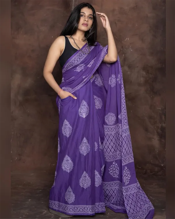 Purple_Color_Mulmul_Cotton_1_-_Minute_Ready_to_Wear_Saree_with_Pocket_and__Blouse_Piece