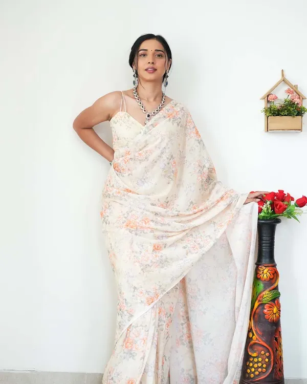 Light_Yellow_Color_1-Minute_Ready_To_Wear_Georgette_Saree_With_Blouse_Piece