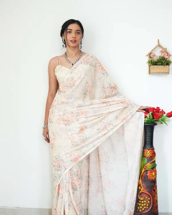 Light_Yellow_Color_1-Minute_Ready_To_Wear_Georgette_Saree_With_Blouse_Piece