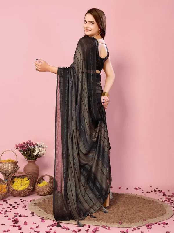 Black_Color_1-Minute_Ready_To_Wear_Georgette__Saree_With_Blouse_Piece