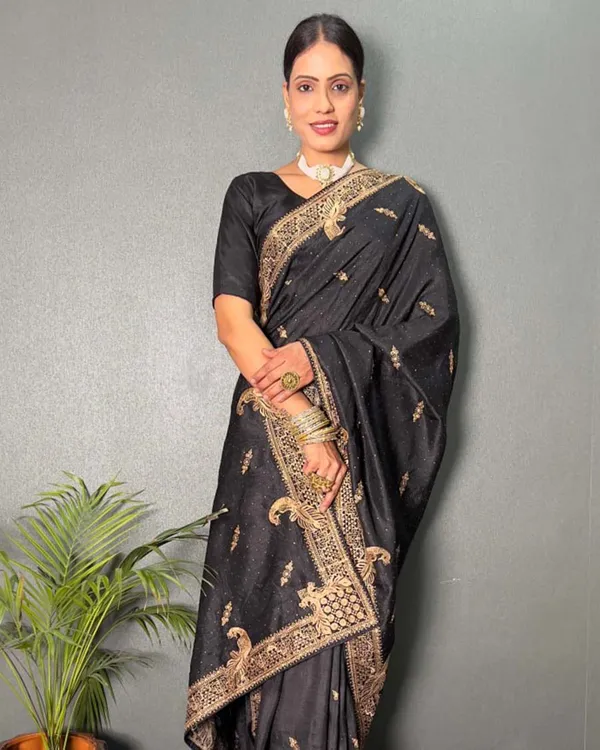 Black_Color_1_-_Minute_Ready_to_Wear_Vichitra_silk_Saree_with_Unstitch_Blouse_Piece
