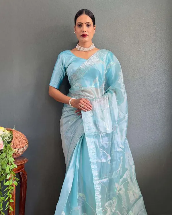 Bottle_blue_Color_1_-_Minute_Ready_to_Wear_Burbury_Silk_Saree_with_Unstitch_Blouse_Piece