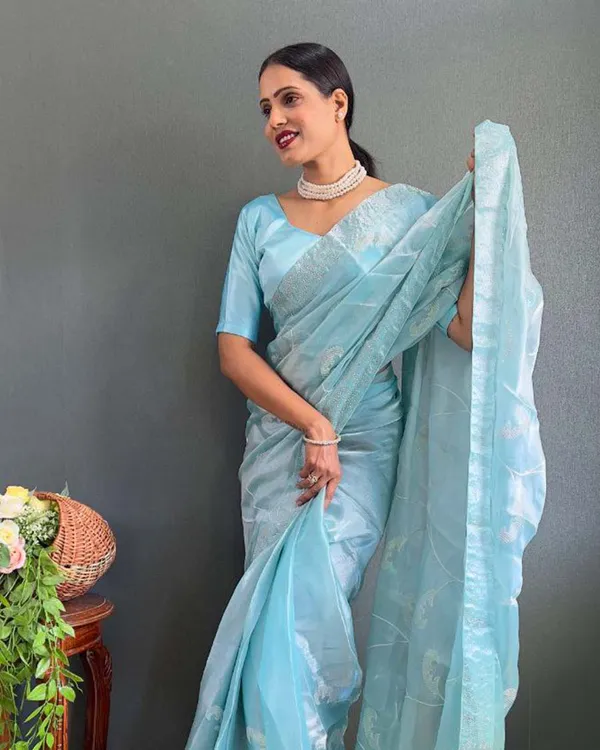 Bottle_blue_Color_1_-_Minute_Ready_to_Wear_Burbury_Silk_Saree_with_Unstitch_Blouse_Piece