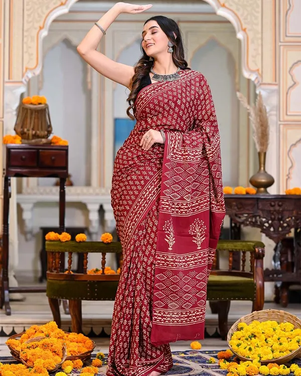 Red_Color_1-Minute_Ready_to_Wear_Premium_Cotton_Saree_with_Blouse_Piece