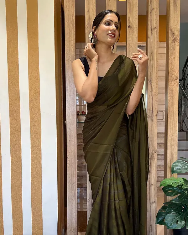 Mahendi_Color_1-Minute_Ready_To_Wear_Naylon_Saree_With_Blouse_Piece