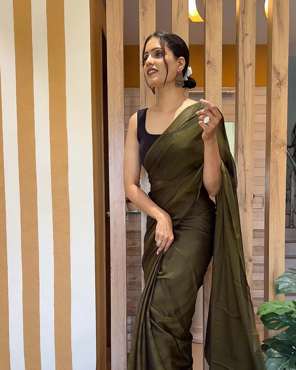 Mahendi_Color_1-Minute_Ready_To_Wear_Naylon_Saree_With_Blouse_Piece