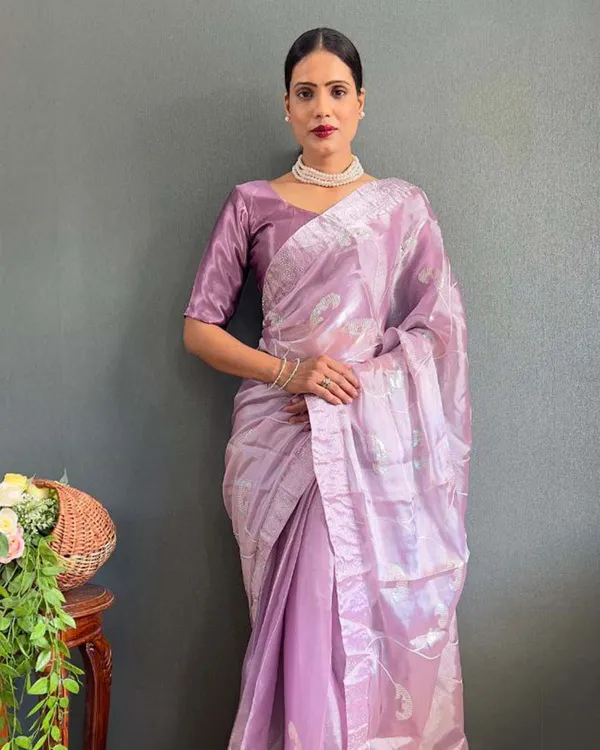 Lite_purple_Color_1_-_Minute_Ready_to_Wear_Burbury_Silk_Saree_with_Unstitch_Blouse_Piece
