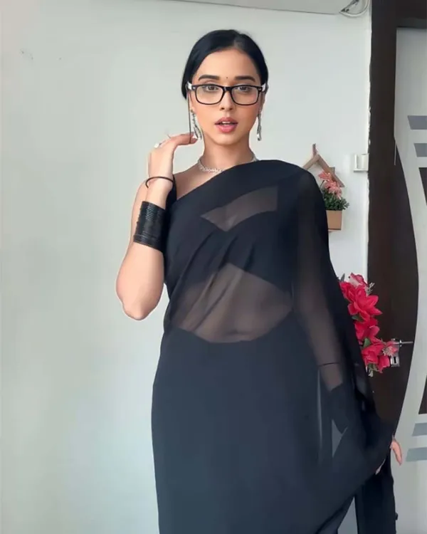 Black_Color_1-Minute_Ready_To_Wear_Georgette_Saree_With_Blouse_Piece