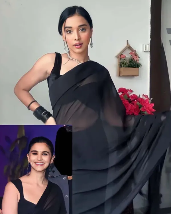 Black_Color_1-Minute_Ready_To_Wear_Georgette_Saree_With_Blouse_Piece