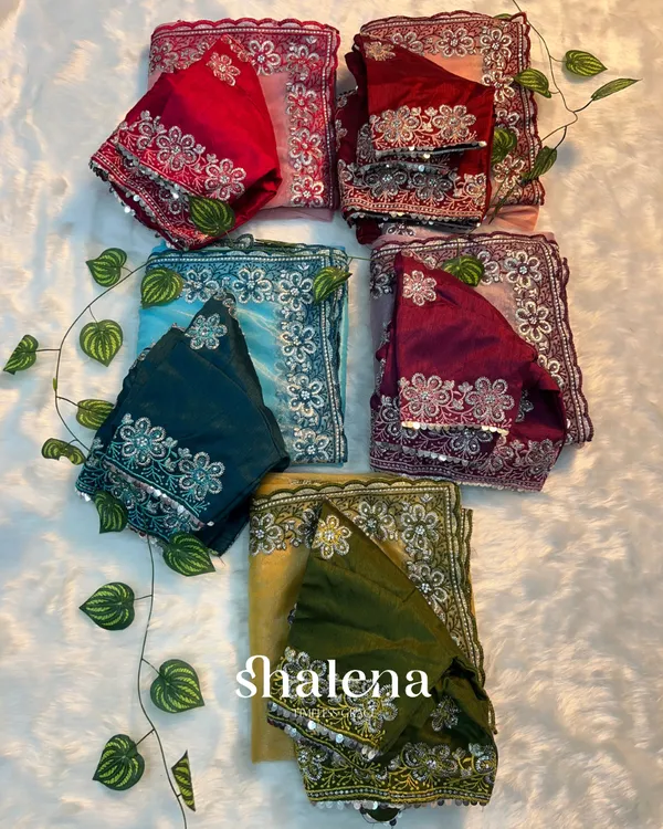 Confounding_Sky_Organza_Silk_Saree_With_Lissome_Full_Stitched_Blouse