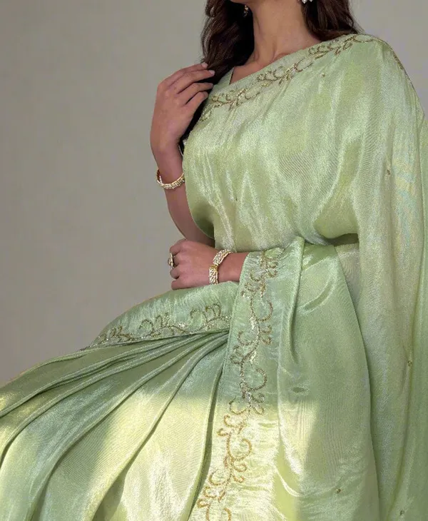 Parrot_Green_Color_Soft_Malai_Sattin_Silk_1_-_Minute_Ready_to_Wear_Saree_with_Fully_Stitch_Blouse_(Free_Size)_Up_to_44