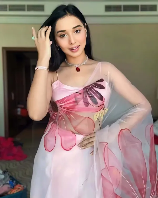 Calm_Pink_Color_1-Minute_Ready_To_Wear_Organza_Saree_With_Blouse_Piece