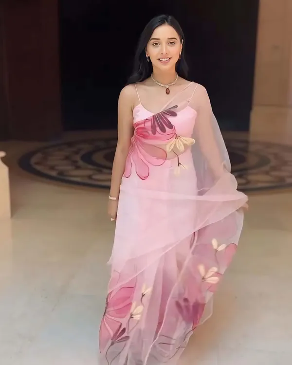 Calm_Pink_Color_1-Minute_Ready_To_Wear_Organza_Saree_With_Blouse_Piece