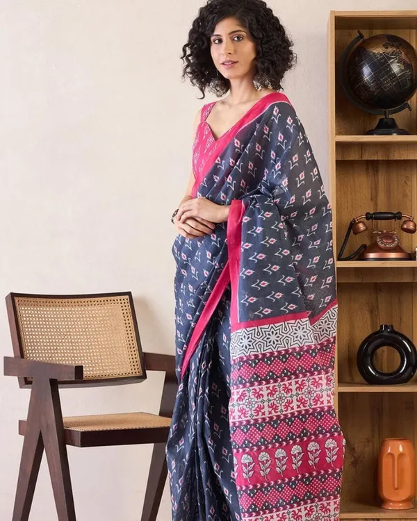 Blue_And_Pink_Color_Mulmul_Cotton_1_-_Minute_Ready_to_Wear_Saree_with_Pocket_and_Blouse_Piece