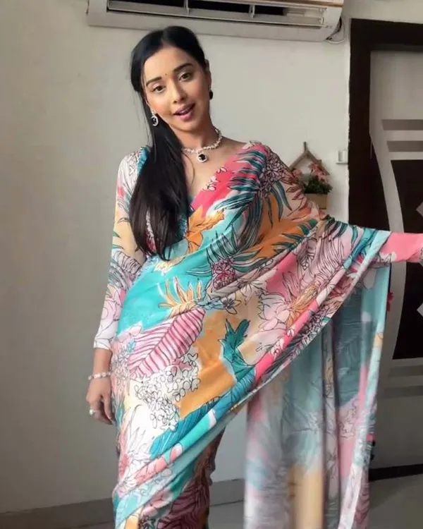 Multi_Color_1-Minute_Ready_To_Wear_Georgette_Saree_With_Blouse_Piece