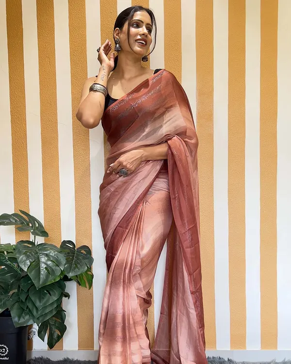 Brown_Color_1-Minute_Ready_To_Wear_Naylon_Saree_With_Blouse_Piece