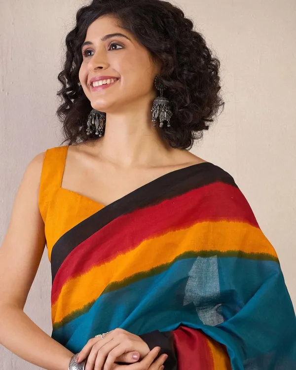 Blue_Color_Mulmul_Cotton_1_-_Minute_Ready_to_Wear_Saree_with_Pocket_and_Blouse_Piece