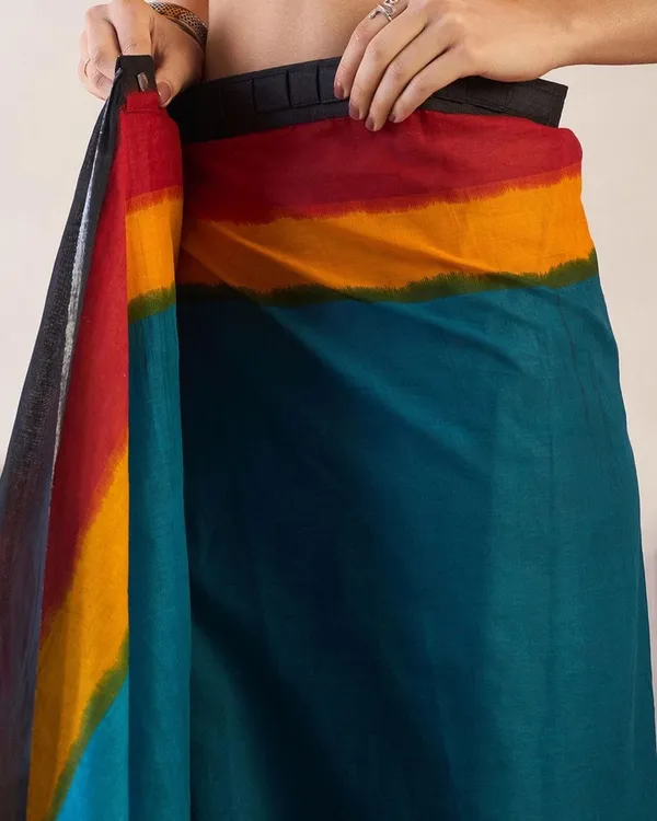 Blue_Color_Mulmul_Cotton_1_-_Minute_Ready_to_Wear_Saree_with_Pocket_and_Blouse_Piece